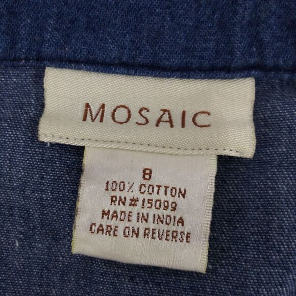 Mosaic Jacket Womens Size 8 Blue Collared Short Sleeve Open Front - Picture 5 of 8